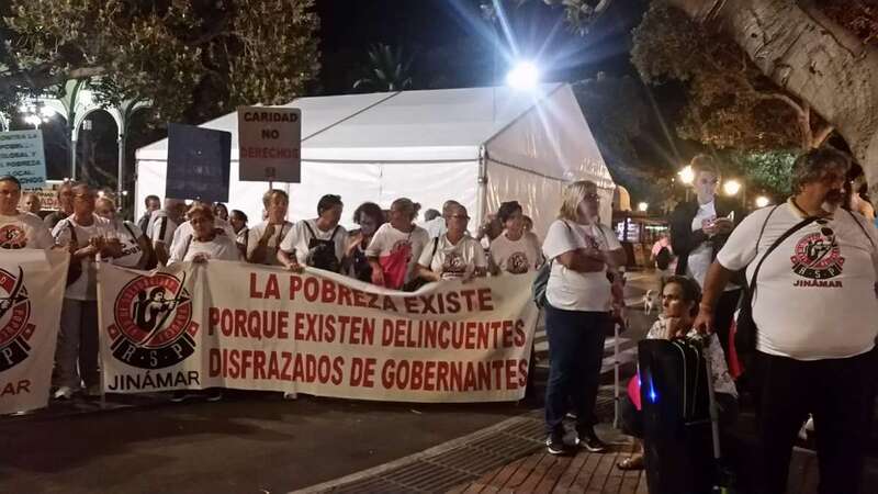 Imagen de la protesta de la RSP de Jinámar en la capital grancanaria (Foto TA)